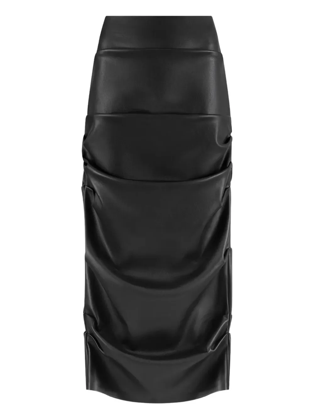 Manière De Voir high-waisted leather midi skirt - Nero