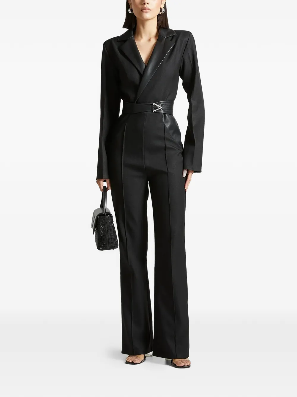 Manière De Voir tailored belted jumpsuit - Zwart