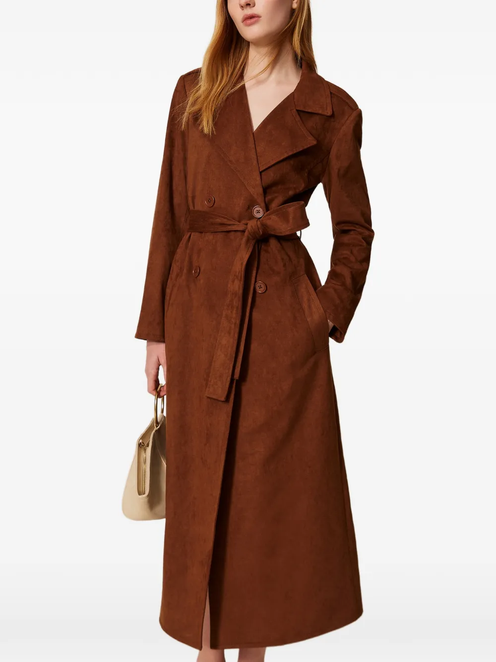  Twinset Belted Trench Coat - Brown 