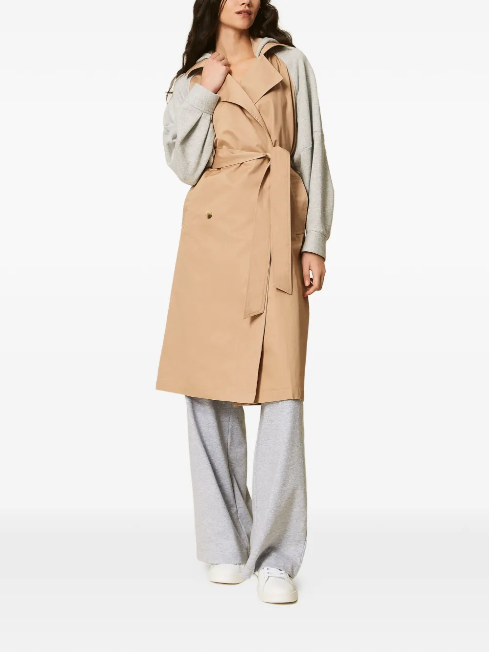 TWINSET Gabardine pluche trenchcoat Beige