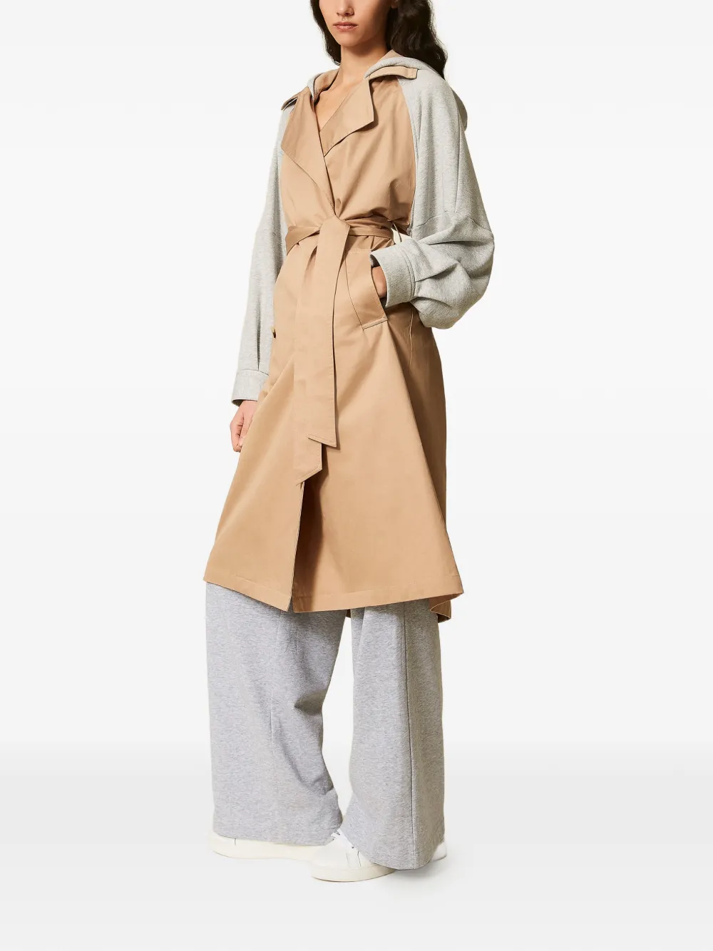 TWINSET Gabardine pluche trenchcoat Beige