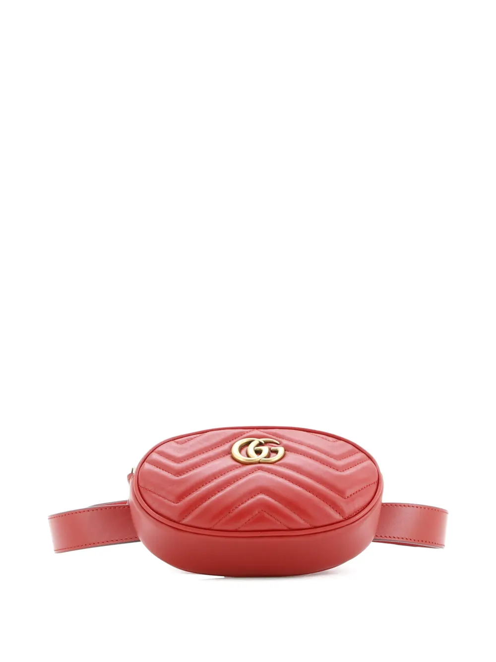 Pre-owned Gucci Gg Marmont Matelasse Leather Belt Bag In Red
