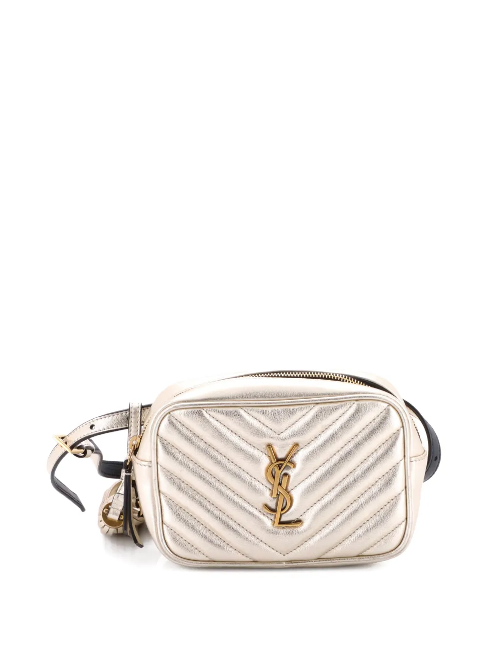 SAINT LAURENT Pre-owned Lou Matelasse Chevron Leather Belt Bag In Gold