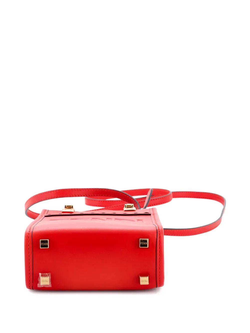 FENDI Pre-owned Sunshine Shopper Tote Leather Mini Crossbody Bag In Red