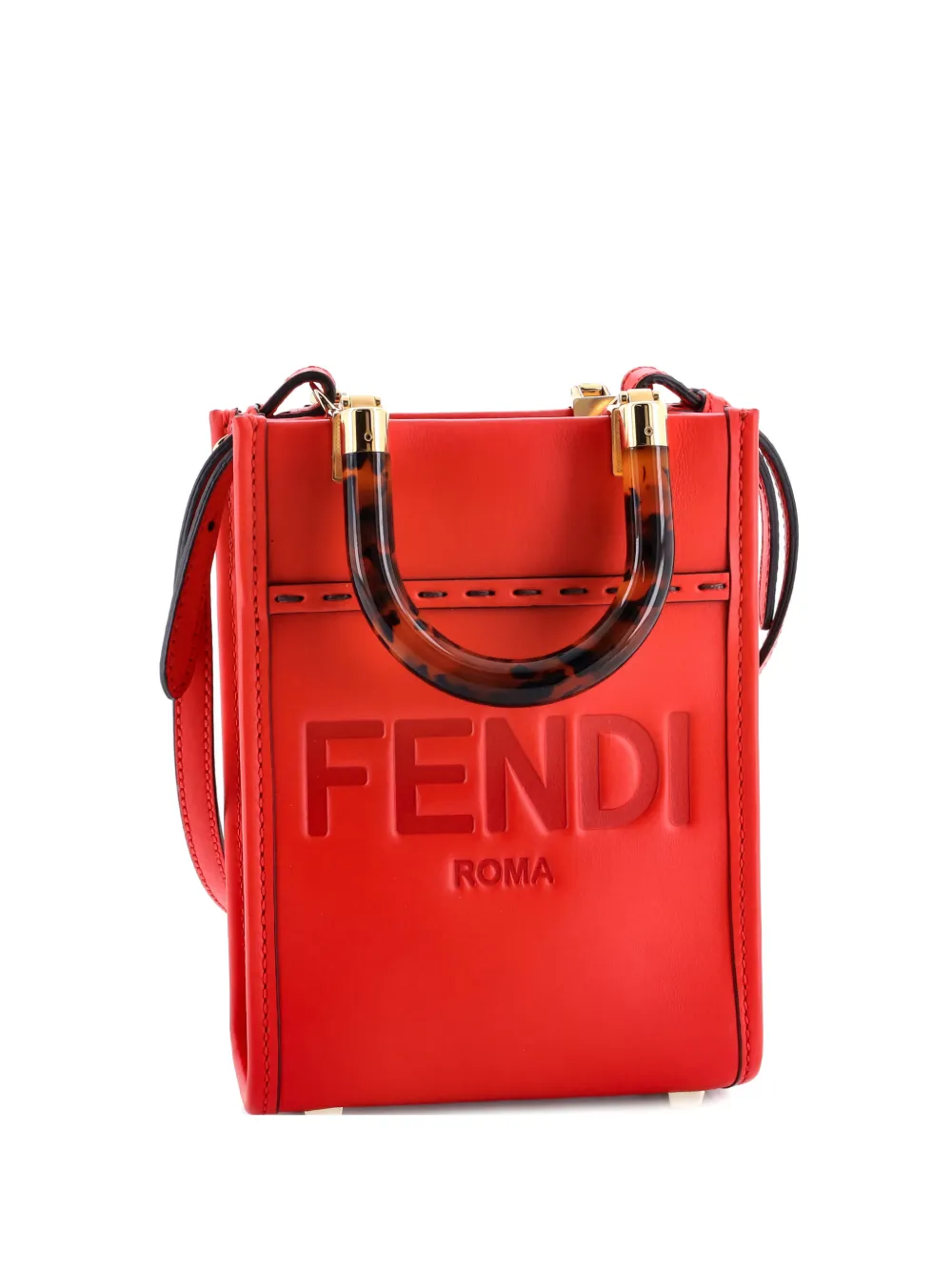 Fendi Pre-Owned Sunshine Shopper Tote Leather Mini crossbody bag - Rosso