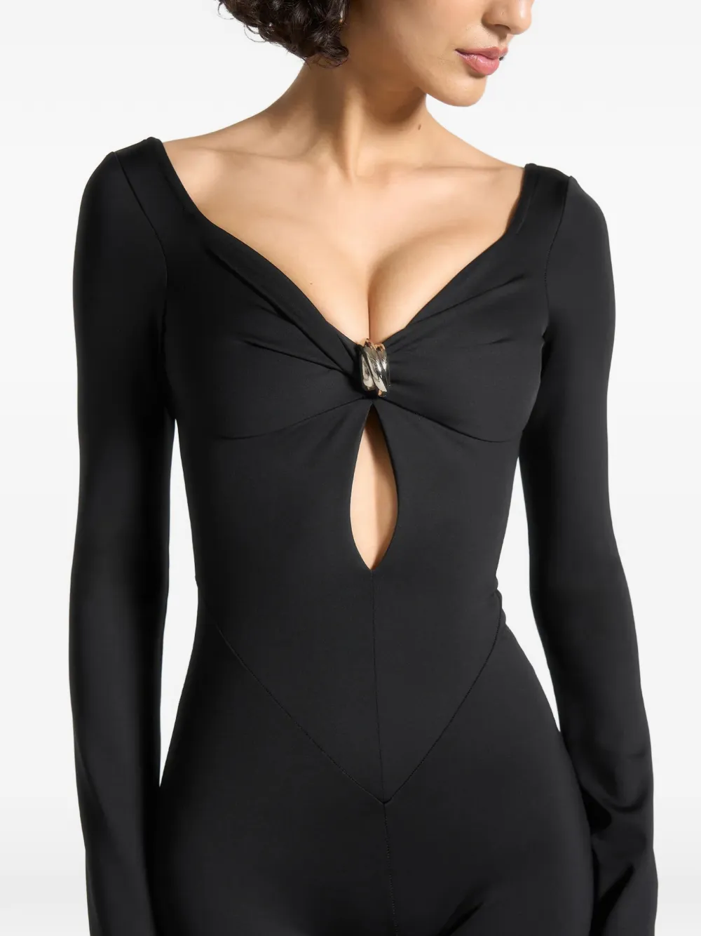 Manière De Voir Off-shoulder jumpsuit met gedraaide buste Zwart