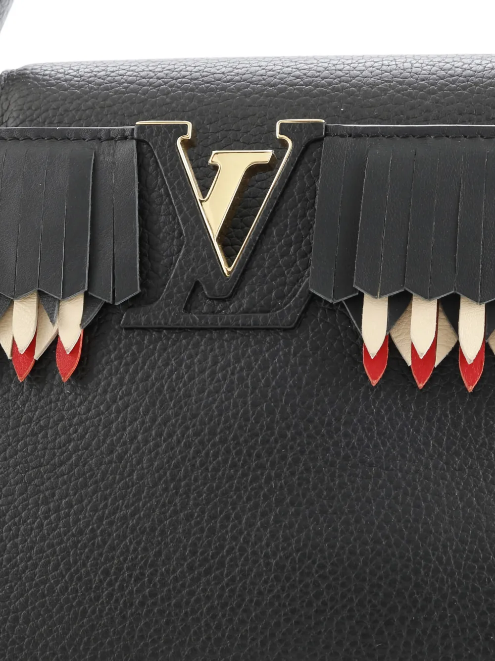 LOUIS VUITTON Pre-owned Capucines Bag Leather With Fringe Detail Pm Satchel In Black