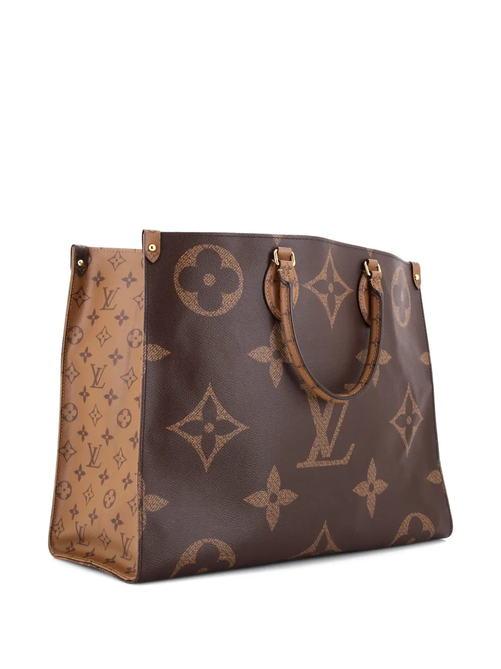 Pre-owned Louis Vuitton Onthego Reverse Monogram Giant Gm Tote Bag In Brown