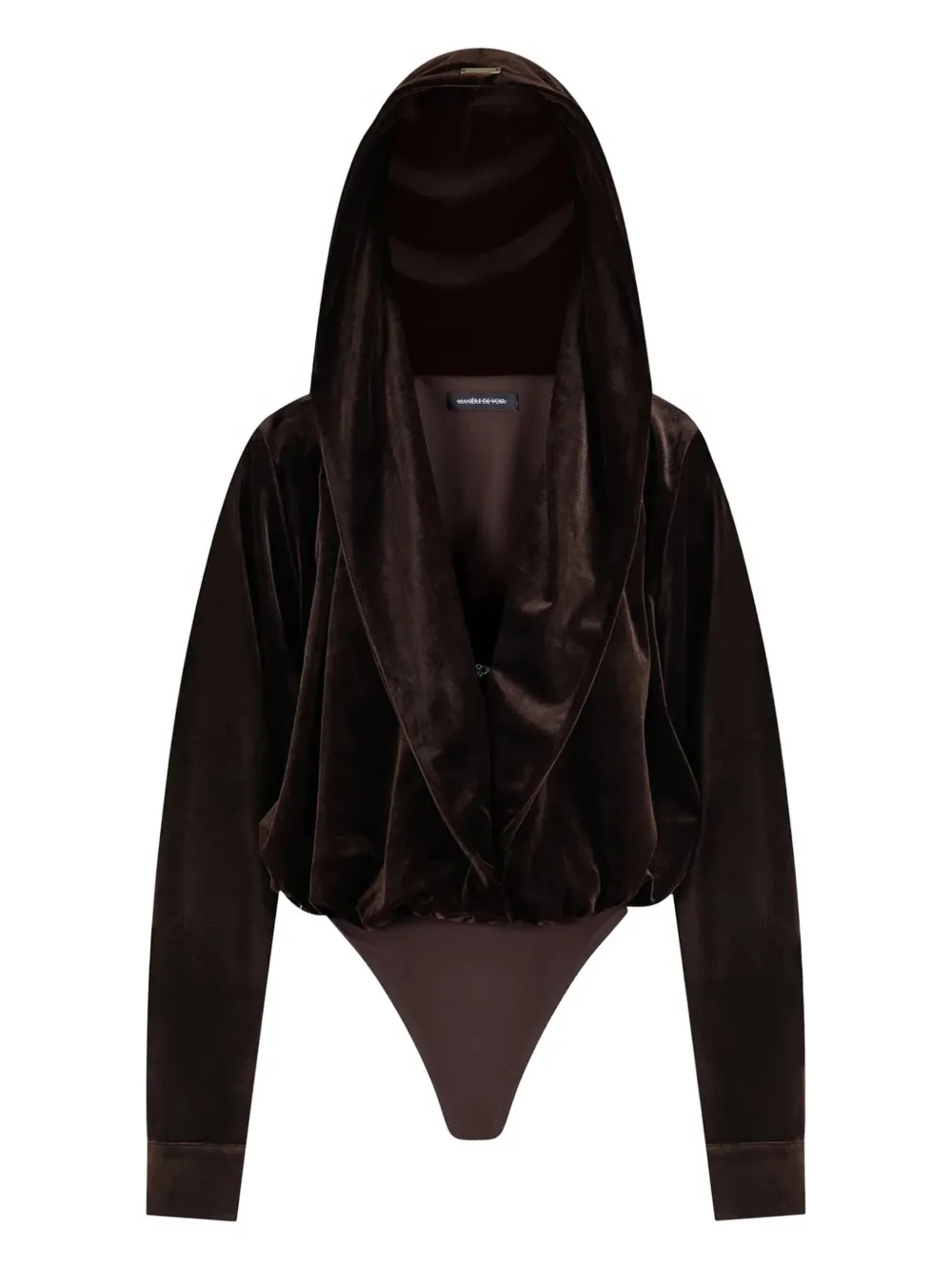 Manière De Voir velour hooded bodysuit - Braun