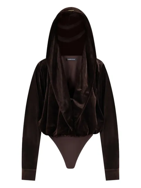 Manière De Voir velour hooded bodysuit