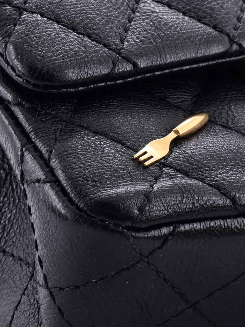 Pre-owned Chanel Brasserie Charms Reissue 2.55 Flap Bag Quilted Calfskin 225 Shoulder Bag In Black