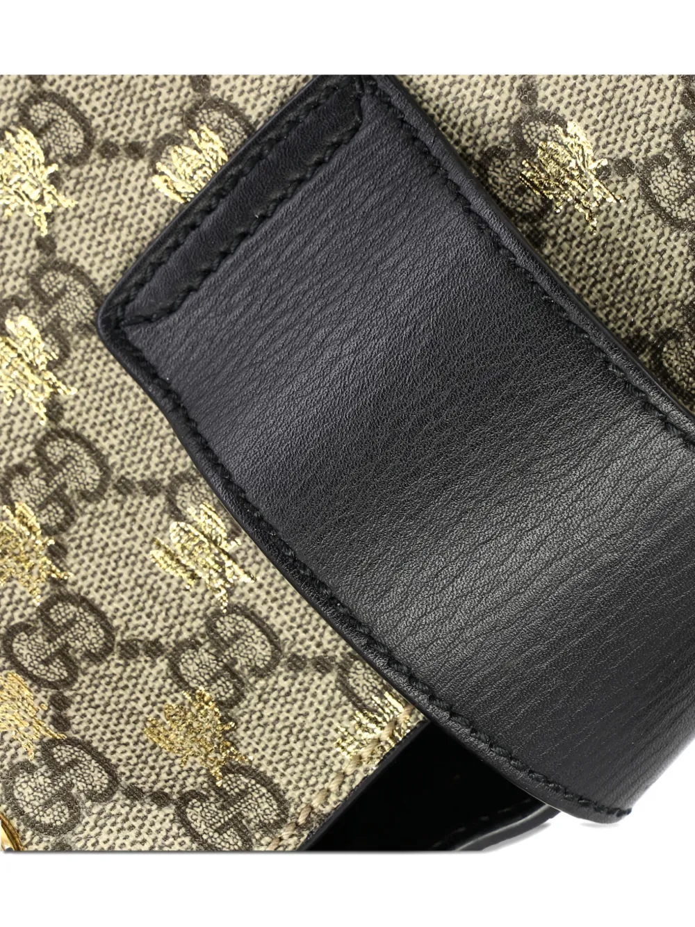 Pre-owned Gucci Padlock Chain Printed Gg Coated Canvas With Leather Medium Tote Bag In Black