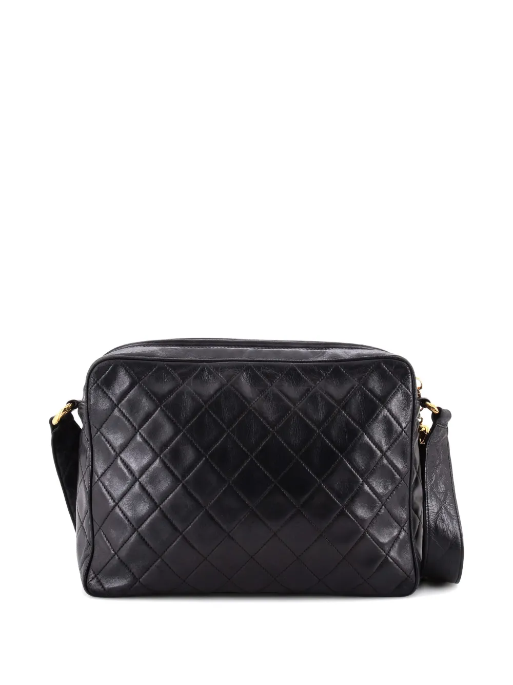 CHANEL Pre-owned Front Pocket Camera Bag Quilted Lambskin Medium Shoulder Bag In Black