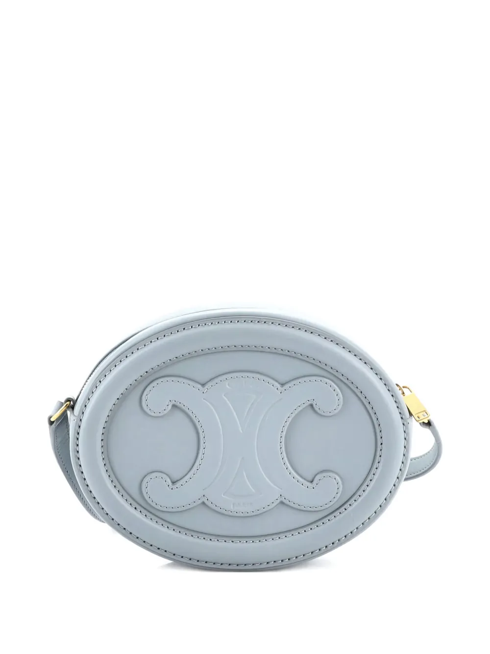 CELINE Pre-owned Triomphe Oval Leather Mini Crossbody Bag In Blue
