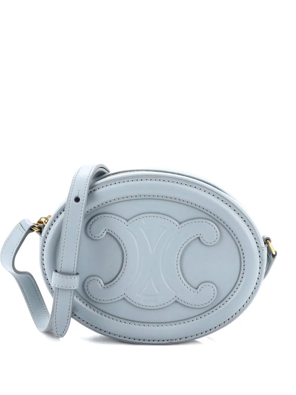 CELINE Pre-owned Triomphe Oval Leather Mini Crossbody Bag In Blue