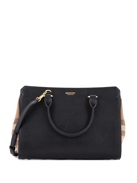 Burberry Pre-Owned Banwell Leather and House Check Canvas Small tote bag