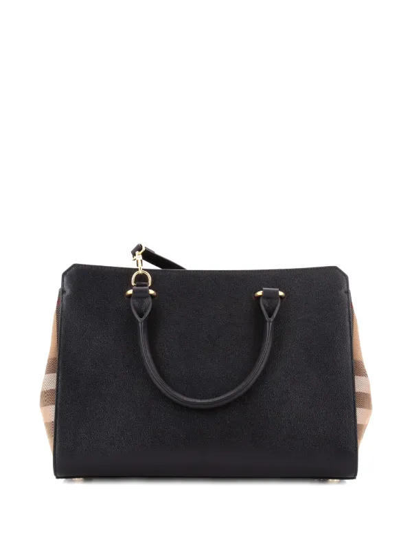 Burberry Pre-Owned Banwell Leather And House Check Canvas Small