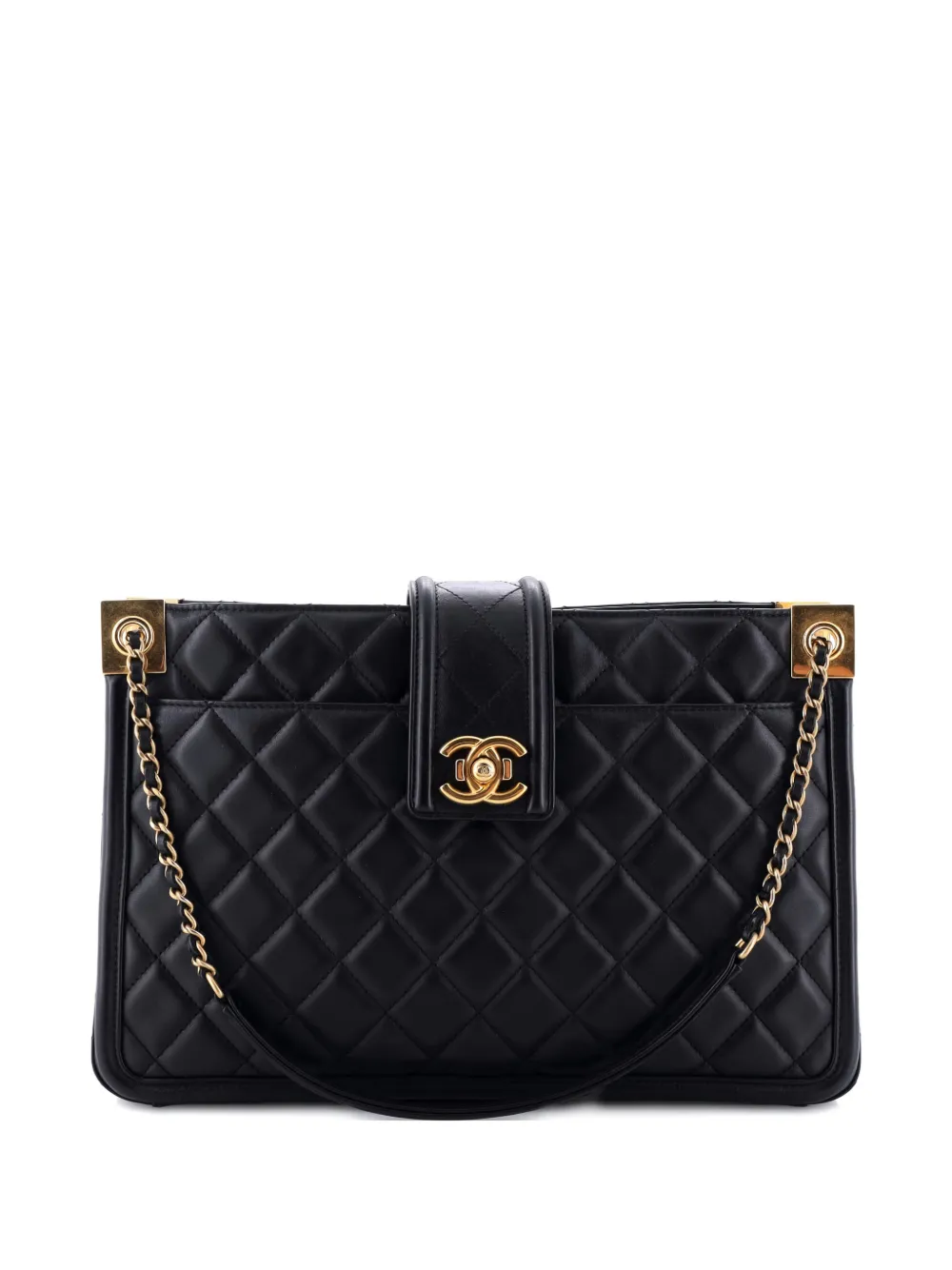 CHANEL Pre-Owned Elegant CC Tote Quilted Lambskin Large satchel - Nero
