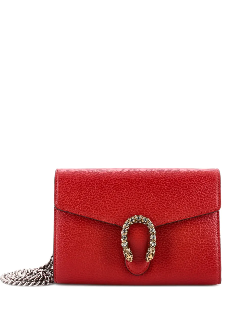Gucci Pre-Owned Dionysus Chain Wallet Leather with Embellished Detail Small crossbody bag - Rosso