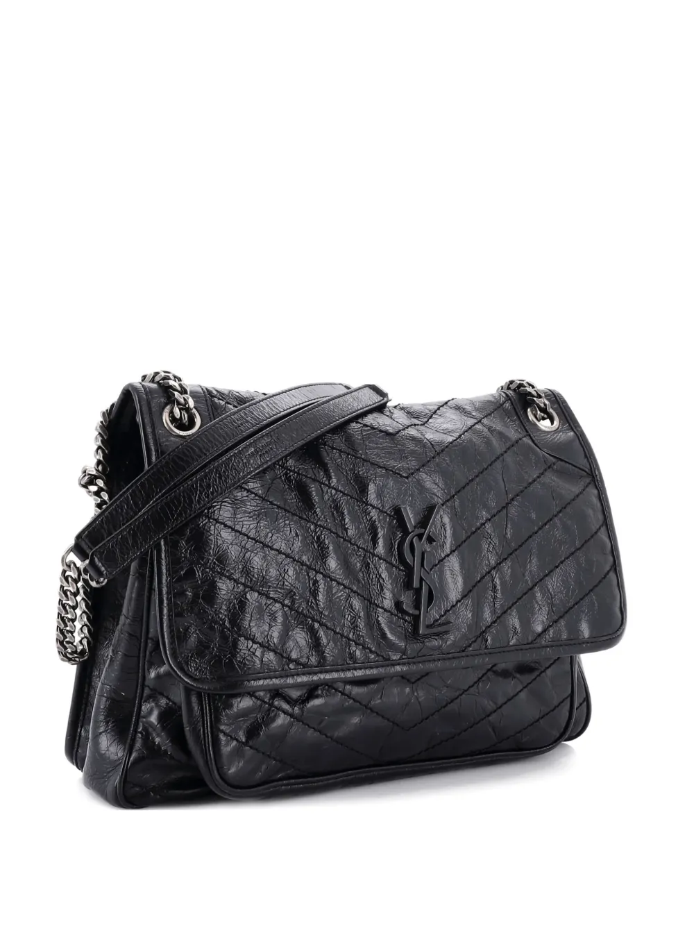 Saint Laurent Pre-Owned Niki Chain Flap Bag Matelasse Chevron Leather Large shoulder bag - Nero