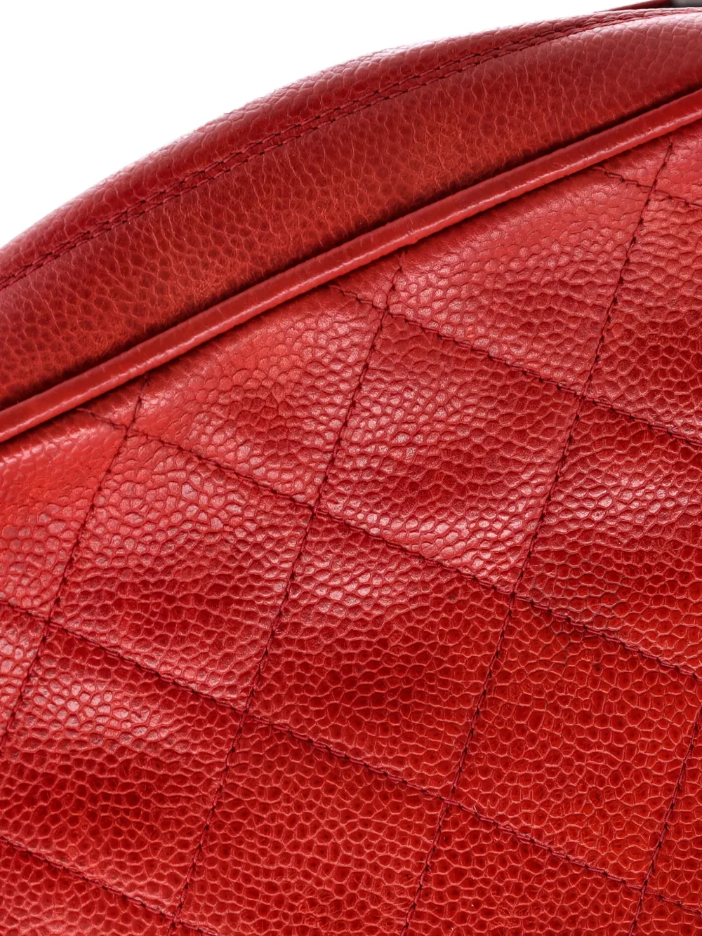 Pre-owned Chanel Front Pocket Camera Bag Quilted Caviar Small Shoulder Bag In Red