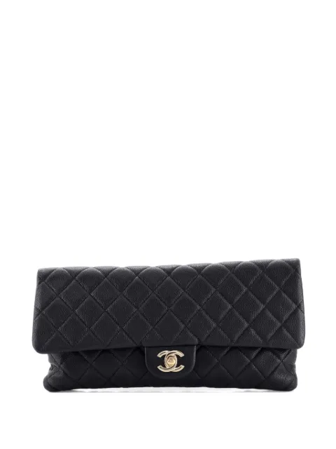 CHANEL Pre-Owned East West Classic Flap Quilted Caviar clutch bag