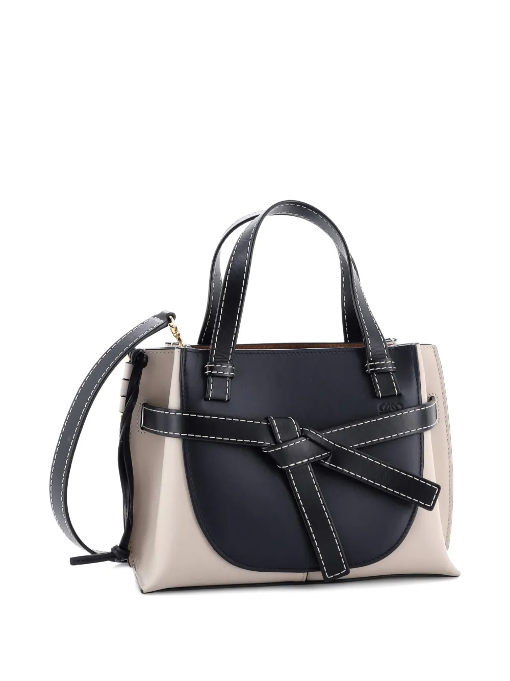 Pre-owned Loewe Gate Tote Leather Mini Satchel In Black