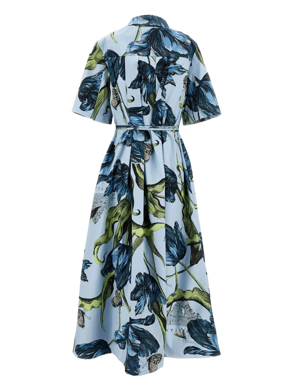 ERDEM tulip-print tie-fastening mini dress - Blauw
