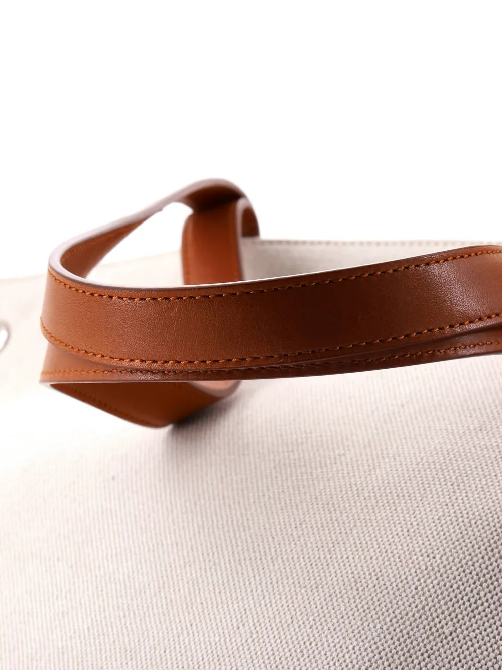 Pre-owned Saint Laurent Rive Gauche Trapezoid Tote Canvas Bucket Bag In Neutral