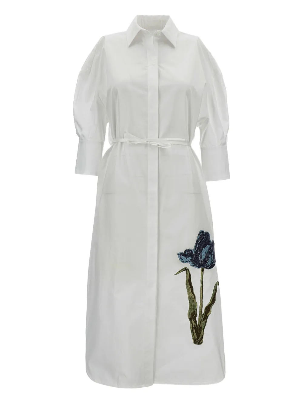 ERDEM tulip-embroidered dress - Bianco