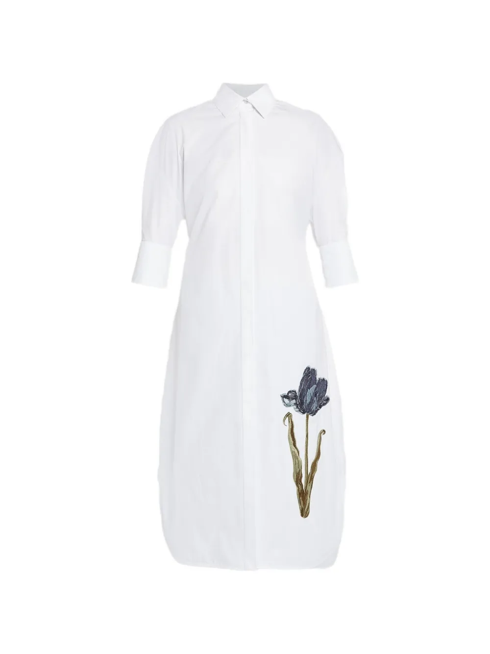 ERDEM tulip-embroidered dress - Bianco