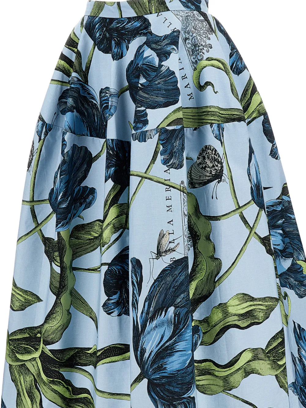 Erdem Tulip-print Midi Skirt In Blue