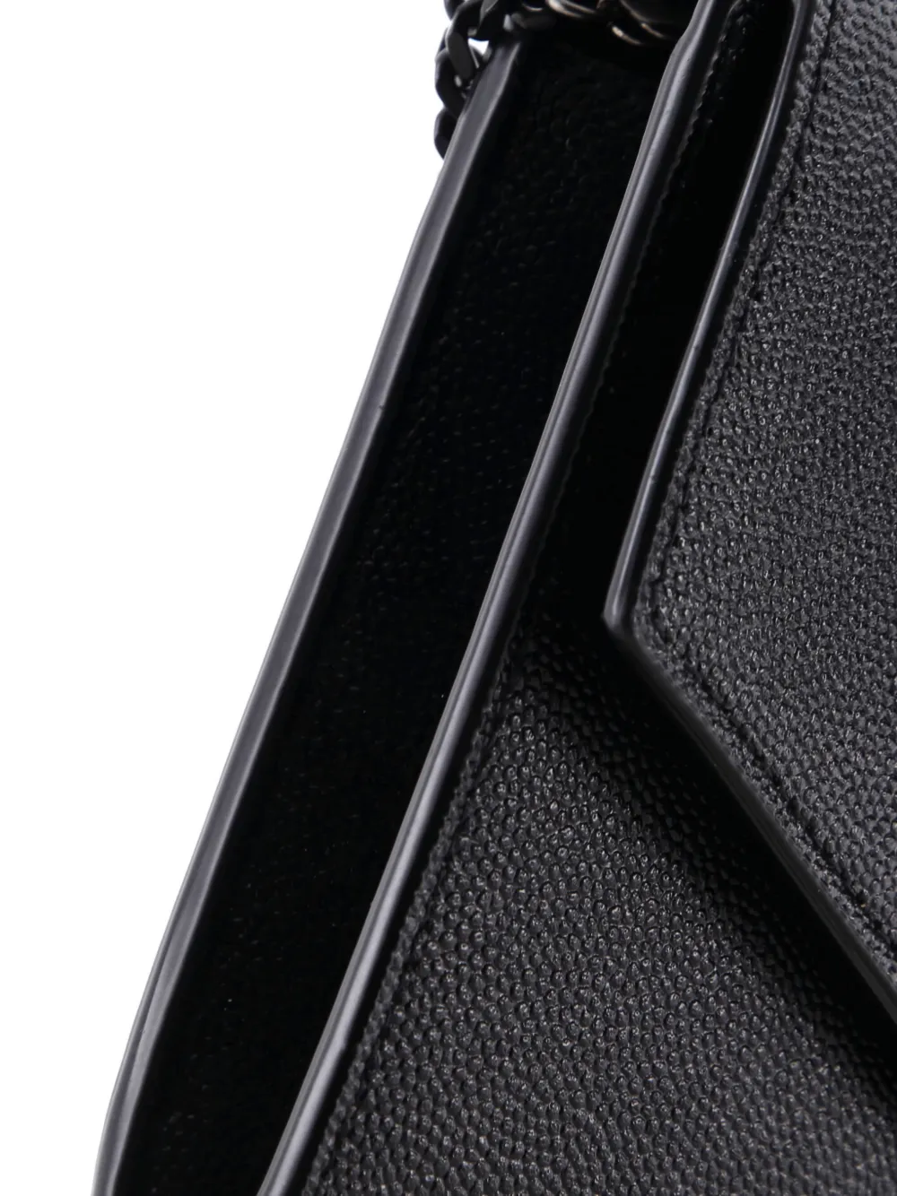 Pre-owned Saint Laurent Uptown Chain Wallet Leather Crossbody Bag In Black