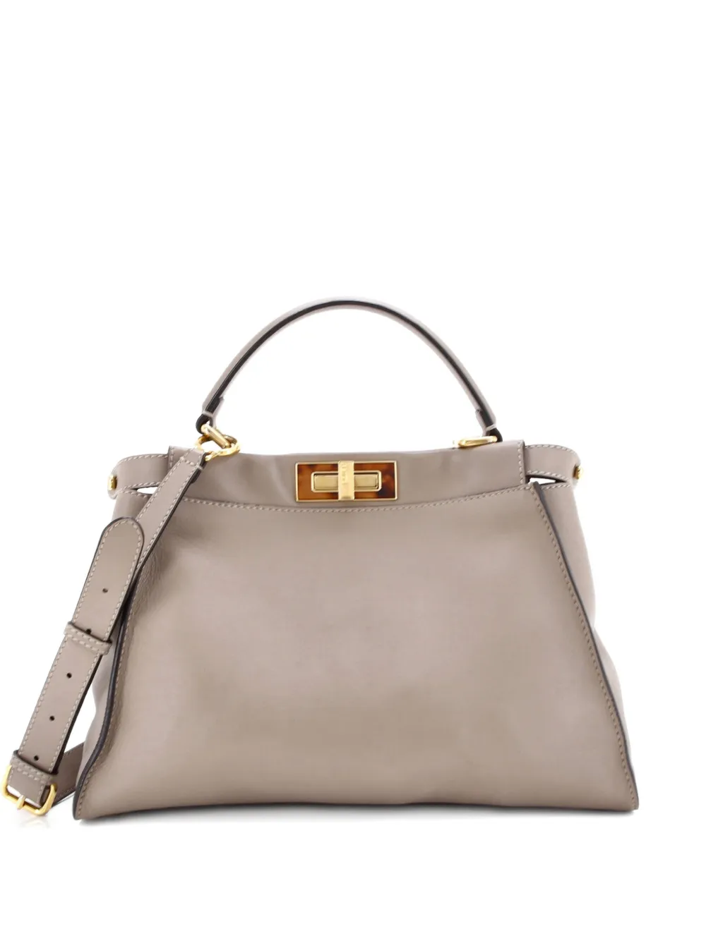 Fendi Pre-Owned Borsa a tracolla Peekaboo in pelle con dettaglio in vetro acrilico - Grigio