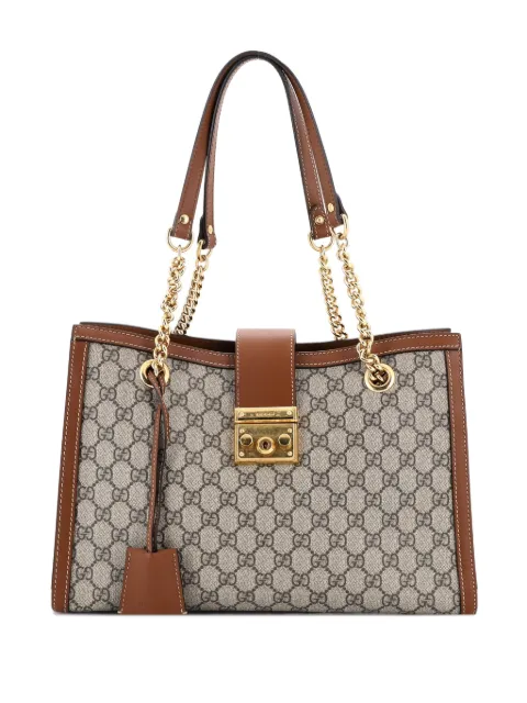 Gucci Pre-Owned Padlock Chain GG Coated Canvas with Leather Medium tote bag