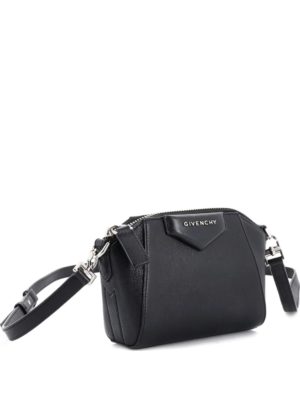 Pre-owned Givenchy Antigona Leather Nano Crossbody Bag In Black
