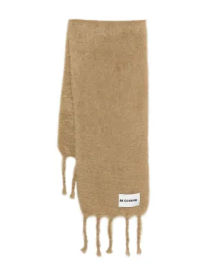Jil Sander Fringed Brushed Scarf | Brown | FARFETCH JO