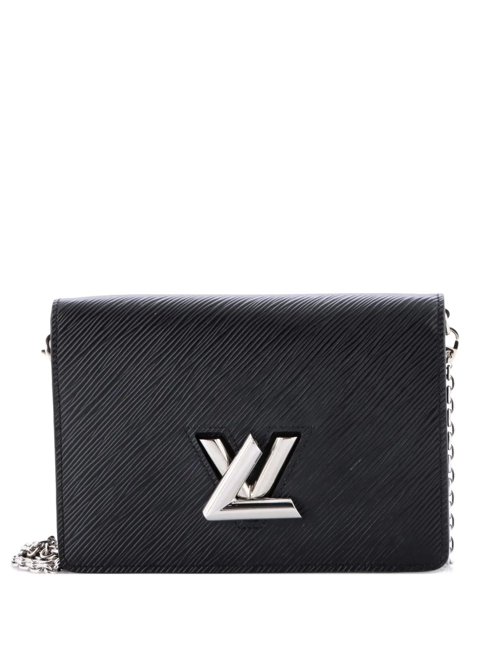 Pre-owned Louis Vuitton Twist Belt Wallet On Chain Epi Leather Crossbody Bag In Black