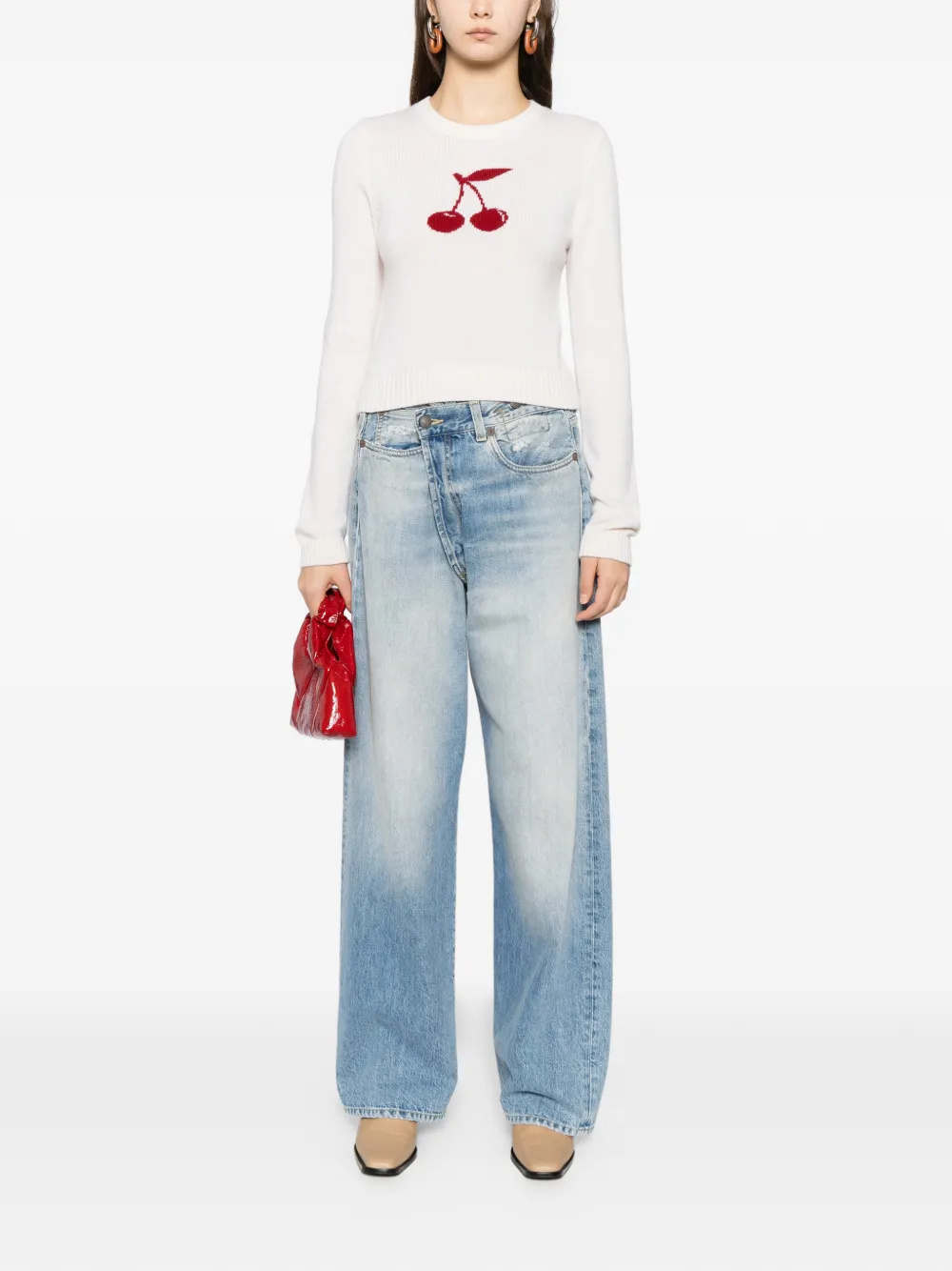 Cynthia Rowley Cropped trui met intarsia Beige