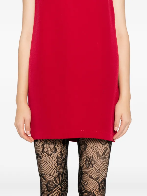 knee length dresses for ladies No Comparison Red Floral Embroidered Mini Shift Dress