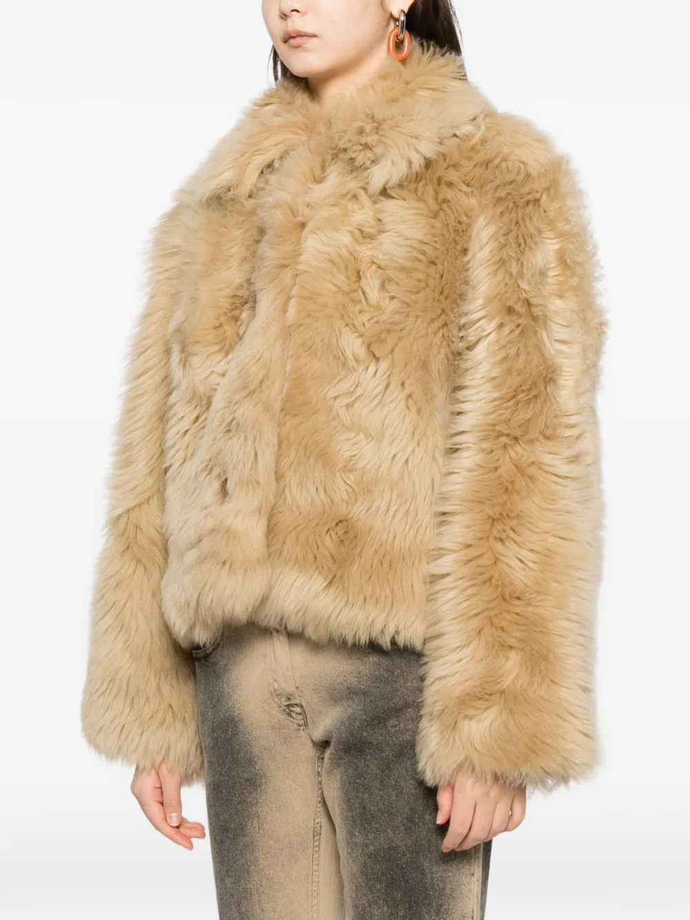  Cynthia Rowley Shearling Cropped Jacket - Neutrals 