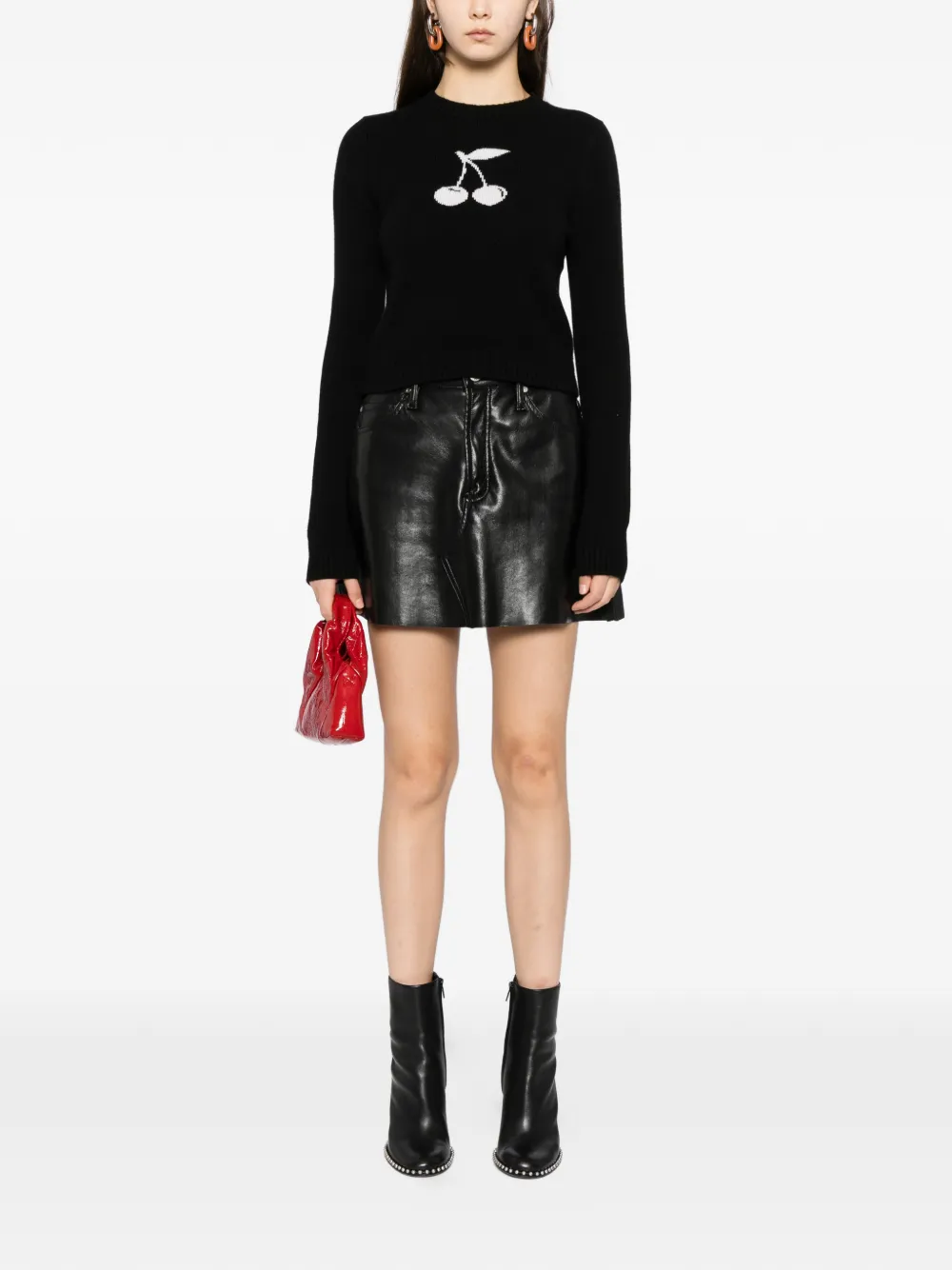 Cynthia Rowley Cropped intarsia trui Zwart