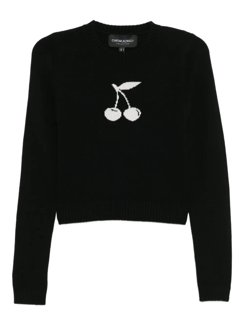 Cynthia Rowley Kurzer Intarsien-Pullover mit Logo - Schwarz