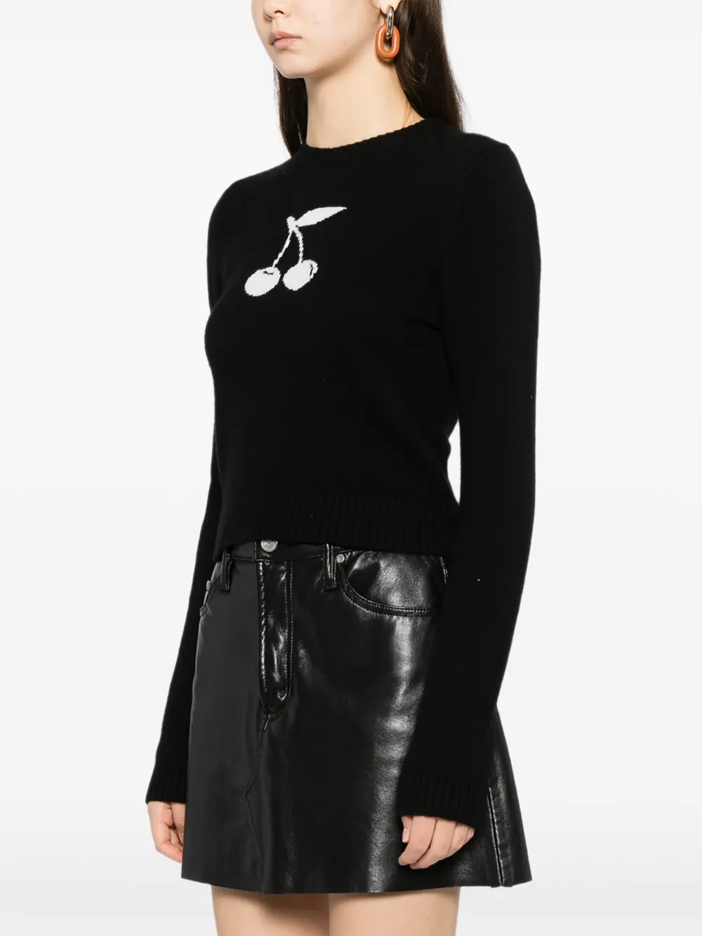 Cynthia Rowley Cropped intarsia trui Zwart