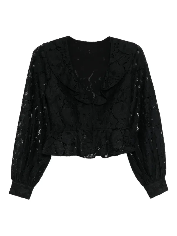 Cynthia Rowley Vネック レースブラウス | ブラック | FARFETCH JP