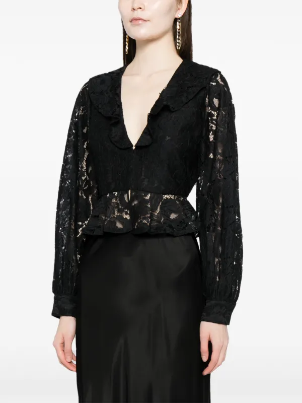 Cynthia Rowley Vネック レースブラウス | ブラック | FARFETCH JP
