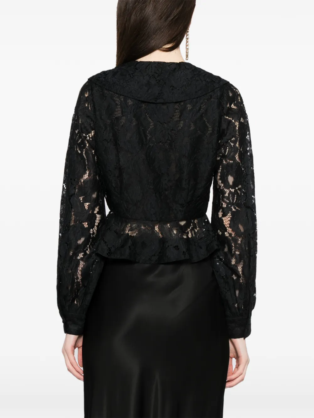 Cynthia Rowley Kanten blouse met V-hals Zwart