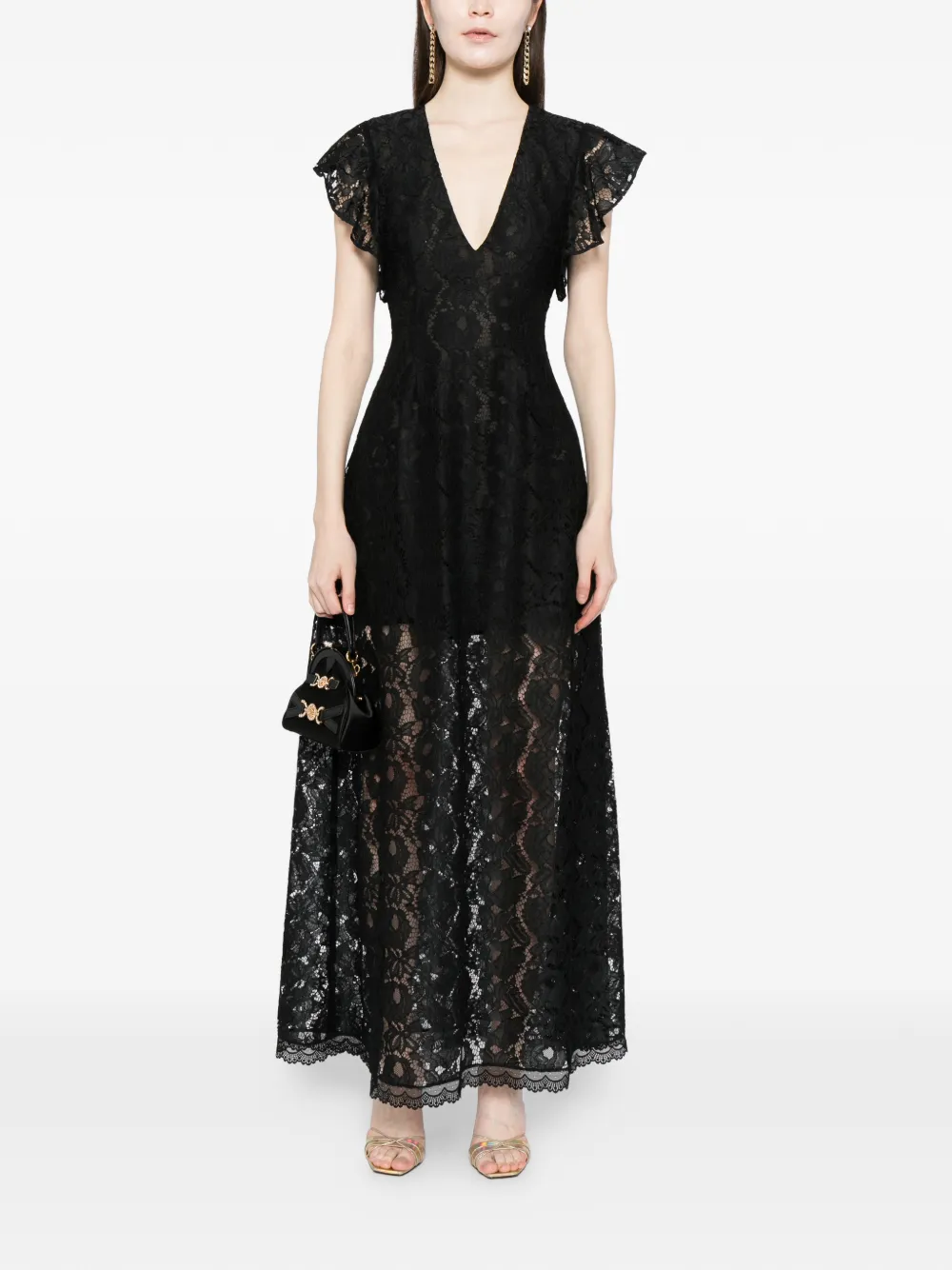 Cynthia Rowley Midi-jurk met kant Zwart