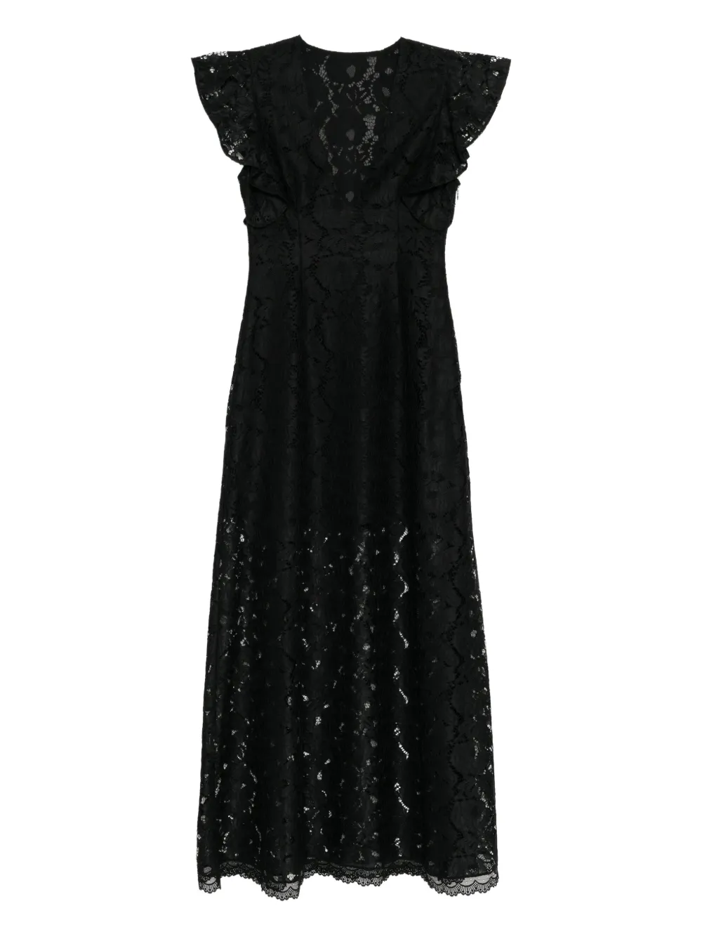 Cynthia Rowley Abito midi in pizzo - Nero