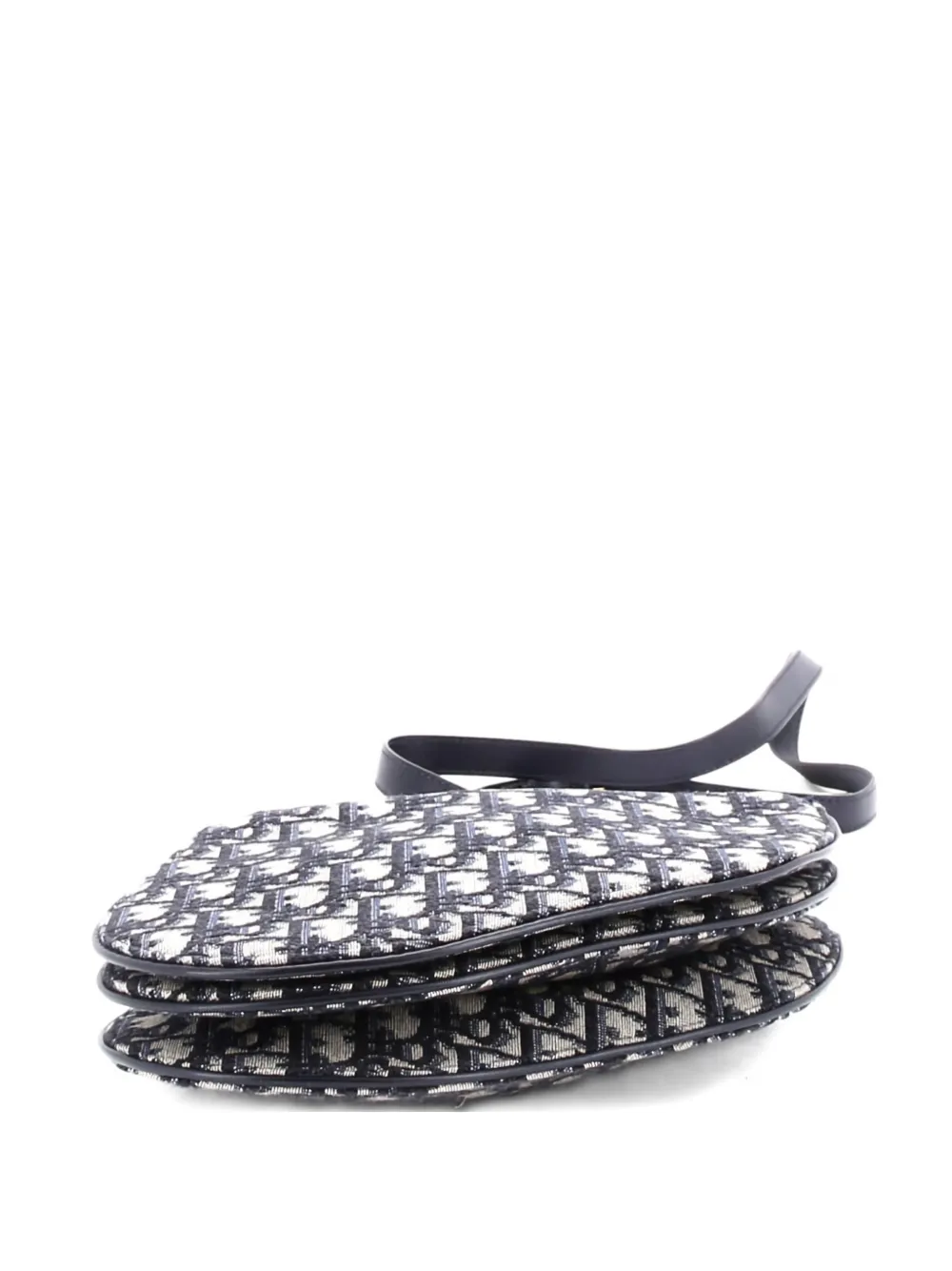 Pre-owned Dior Saddle Triple Zip Pouch Oblique Canvas Crossbody Bag In Blue